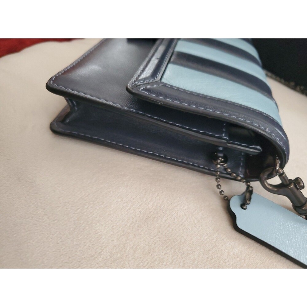 Coach Hutton Leather Convertible Crossbody Bag Midnight Multi Quilting Chain - Picture 16 of 16